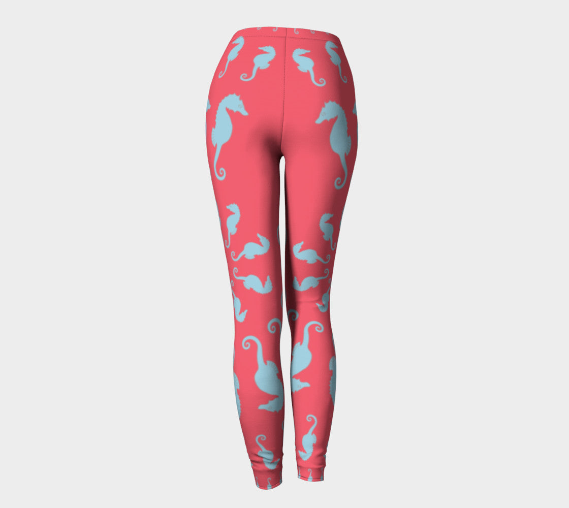 Seahorse Adult Leggings - Coral Pink - SummerTies