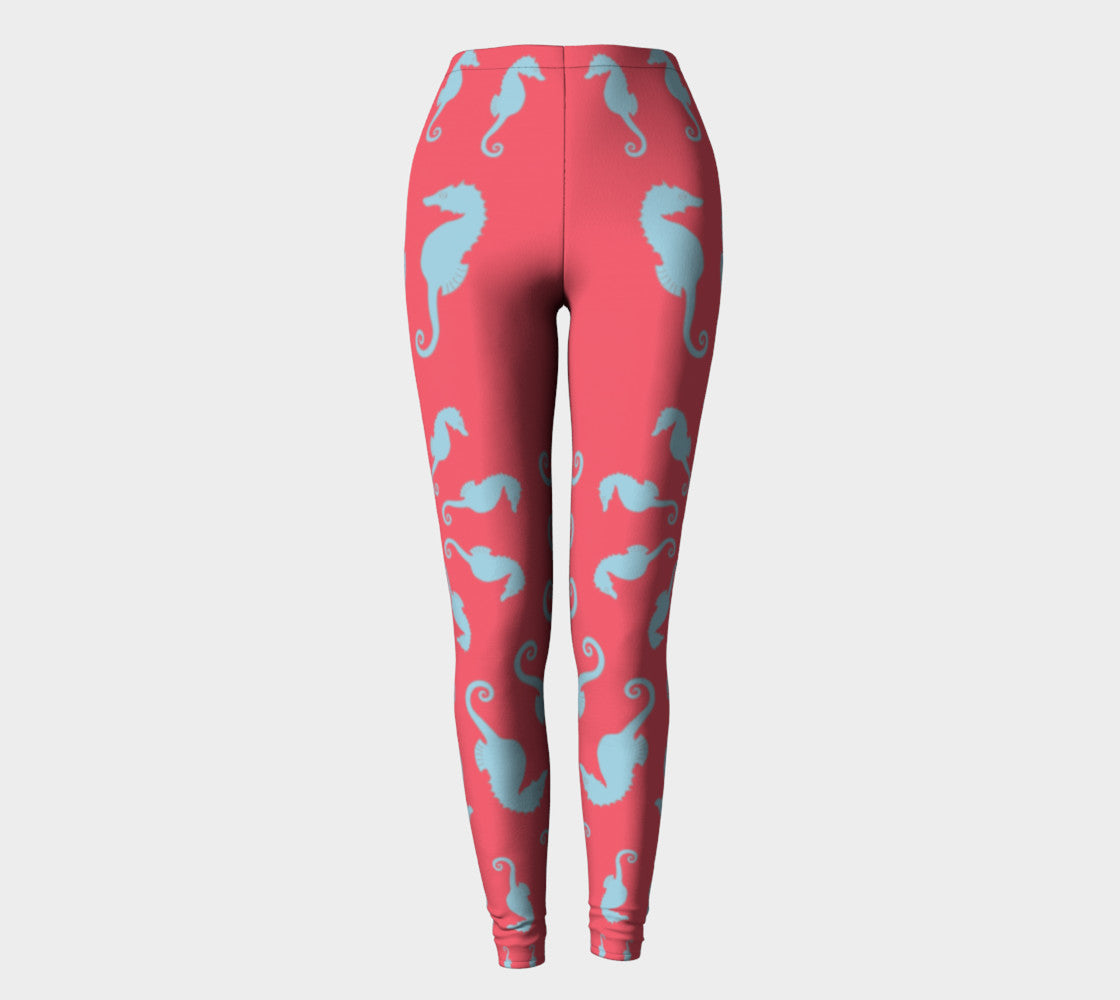 Seahorse Adult Leggings - Coral Pink - SummerTies