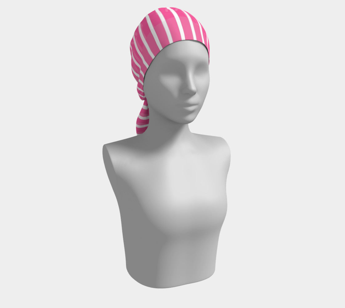 Striped Long Scarf - White on Pink - SummerTies