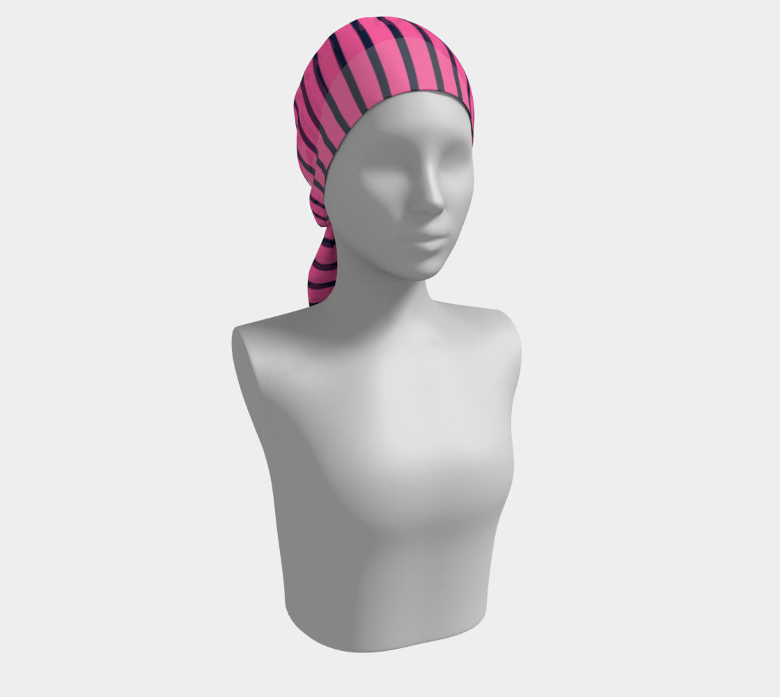 Striped Long Scarf - Navy on Pink - SummerTies