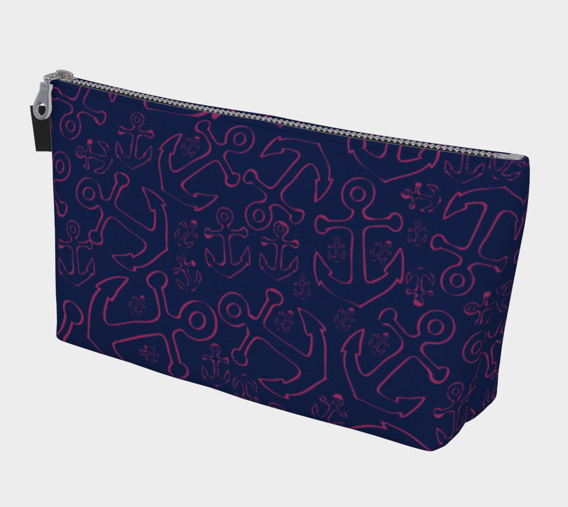 Anchor Dream Makeup Bag - Pink on Navy - SummerTies