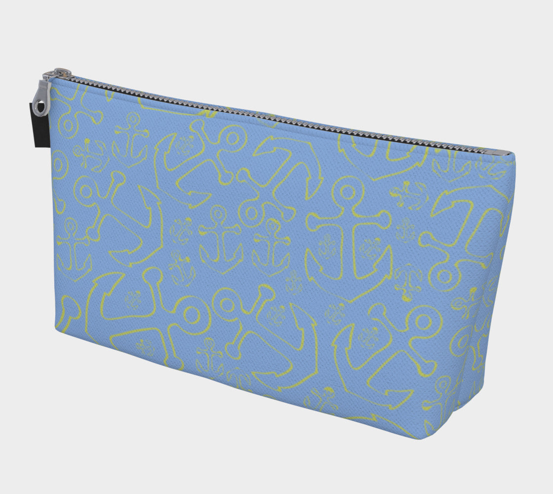 Anchor Dream Makeup Bag - Yellow on Light Blue - SummerTies