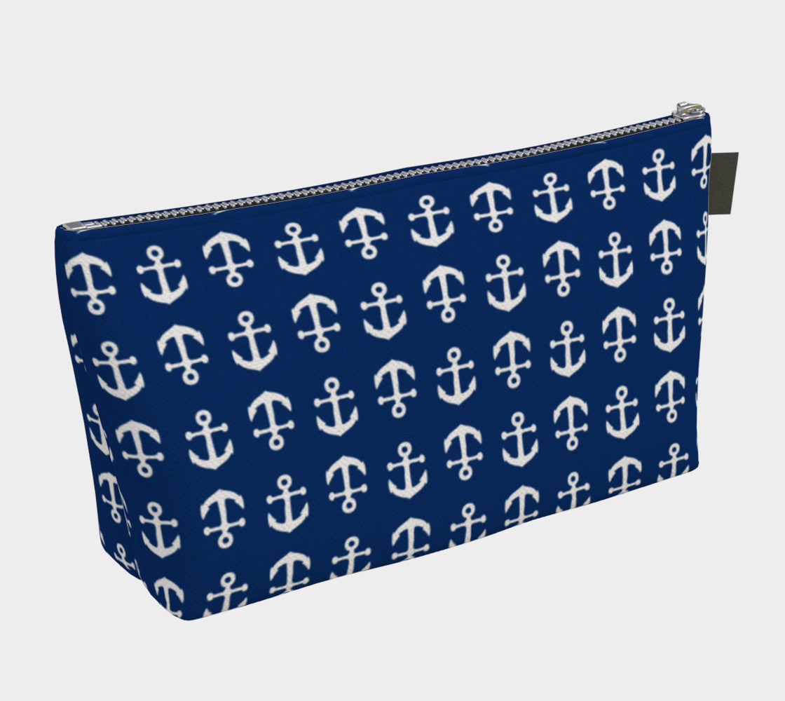 Anchor Toss Makeup Bag - White on Navy - SummerTies