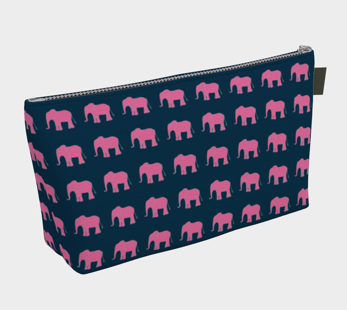 Elephant Makeup Bag - Pink on Navy - SummerTies