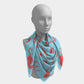 Seahorse Square Scarf - Coral on Light Blue - SummerTies