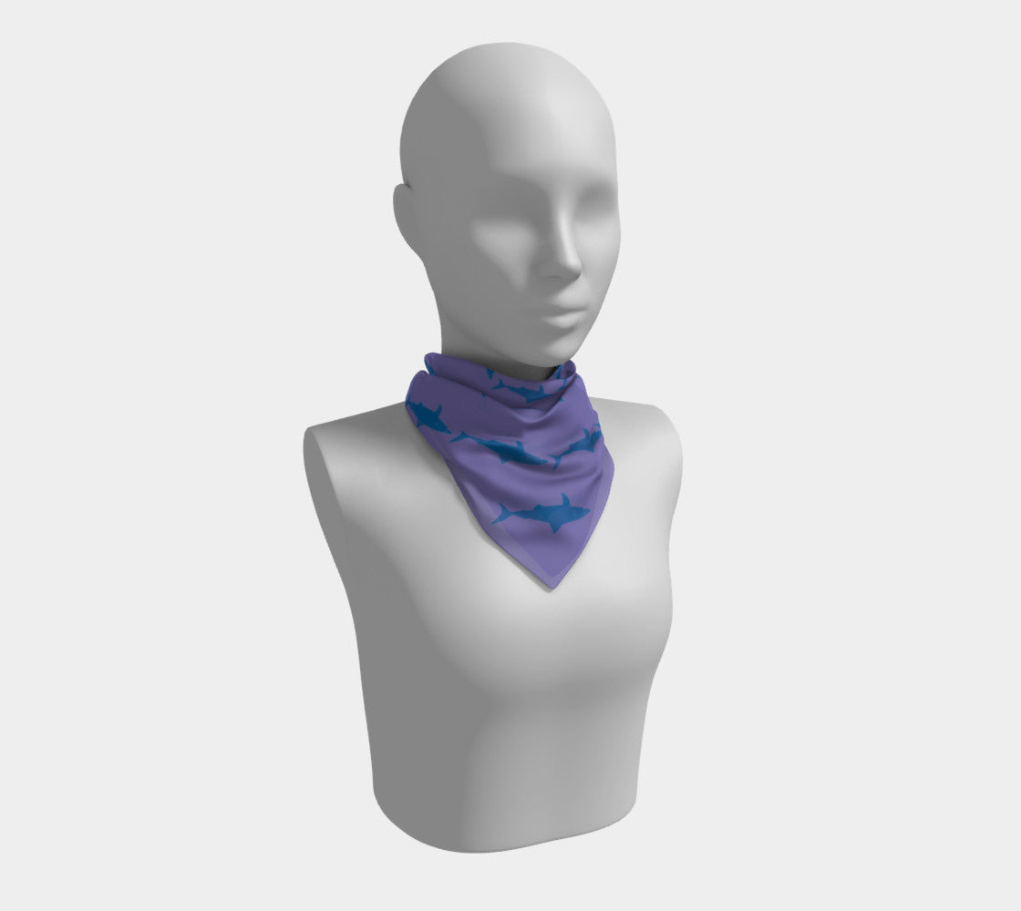 Shark Square Scarf - Blue on Purple - SummerTies
