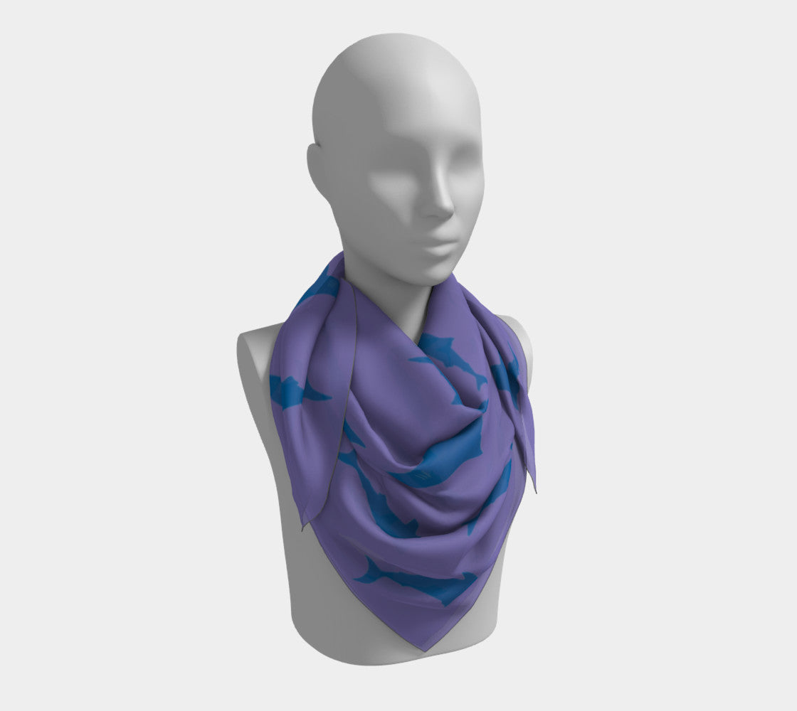 Shark Square Scarf - Blue on Purple - SummerTies