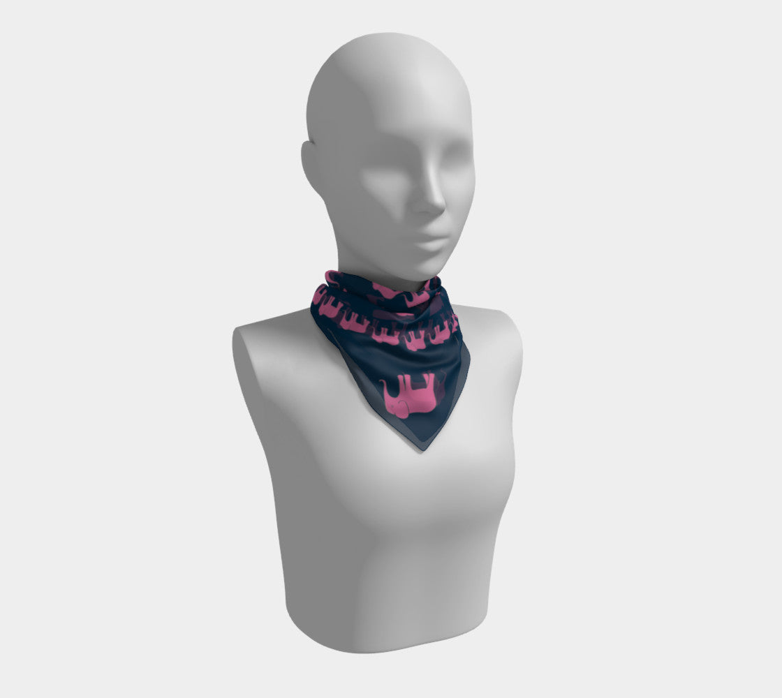 Elephant Square Scarf - Pink on Navy - SummerTies