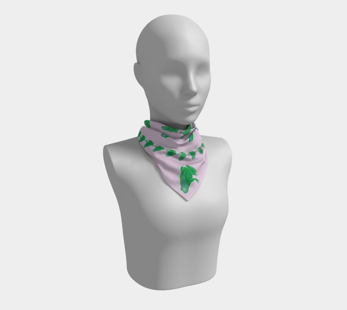 Frog Square Scarf - Green on Pink - SummerTies