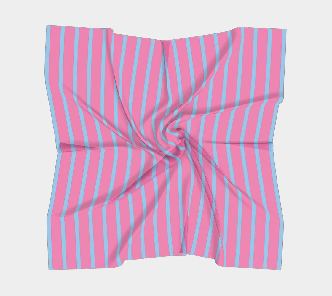 Striped Square Scarf - Light Blue on Pink - SummerTies