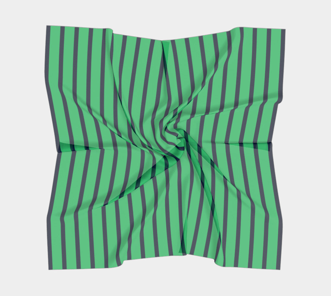 Striped Square Scarf - Navy on Green - SummerTies