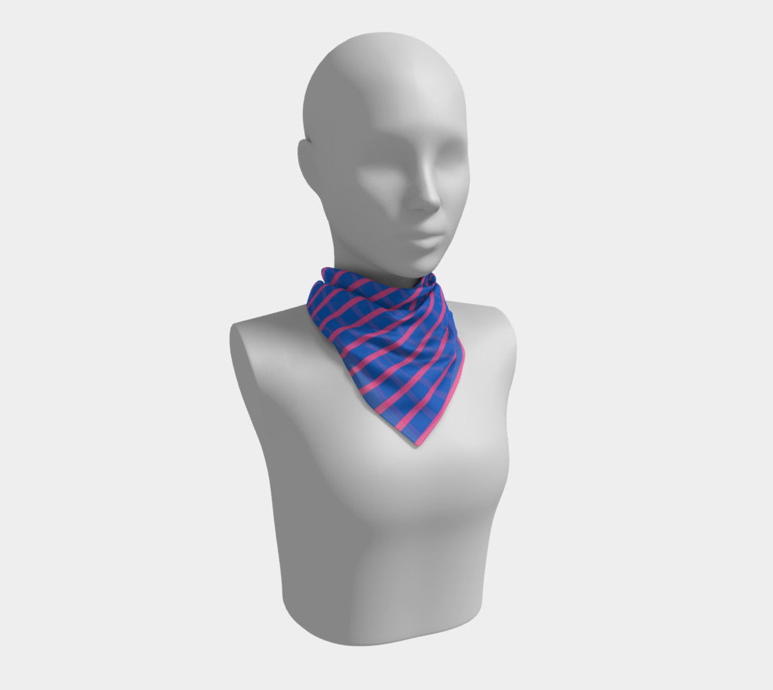 Striped Square Scarf - Pink on Blue - SummerTies