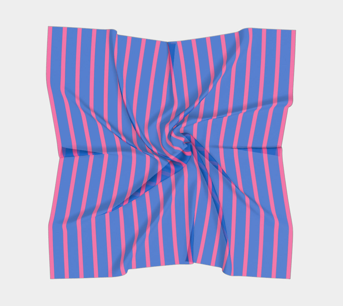 Striped Square Scarf - Pink on Blue - SummerTies