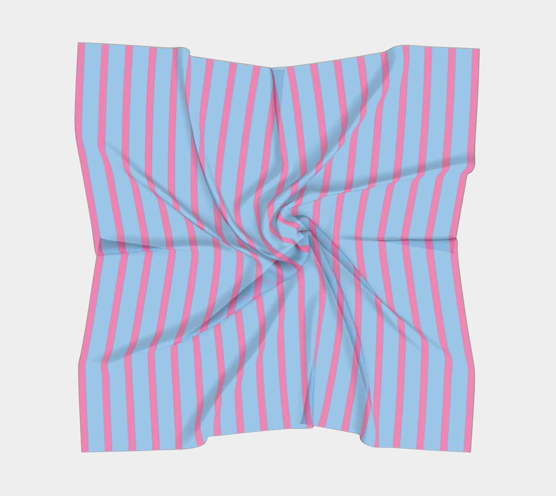 Striped Square Scarf - Pink on Light Blue - SummerTies