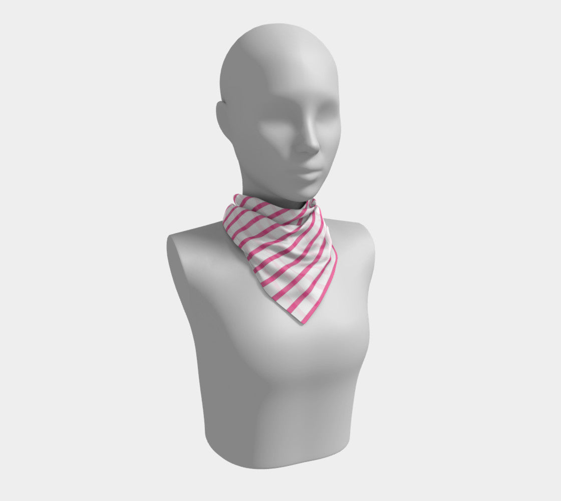 Striped Square Scarf - Pink on White - SummerTies