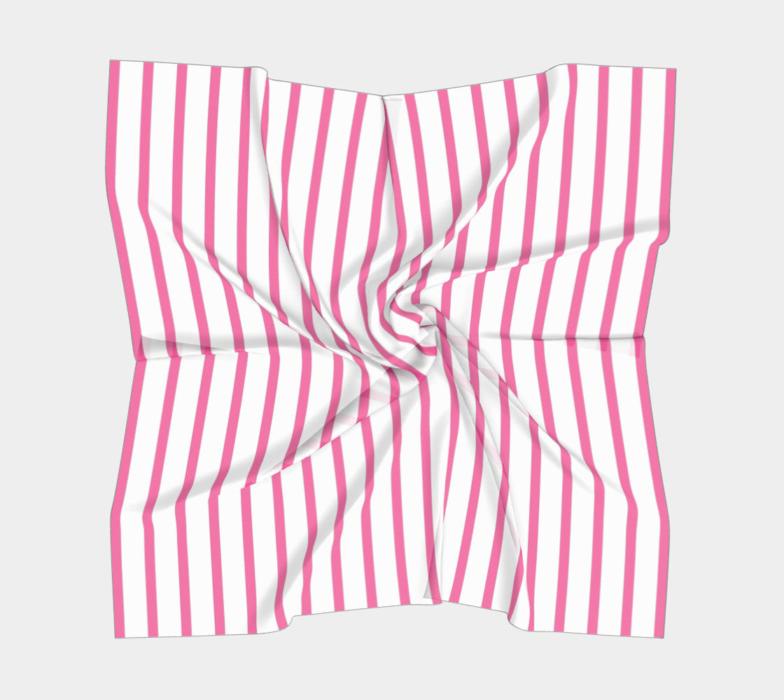 Striped Square Scarf - Pink on White - SummerTies