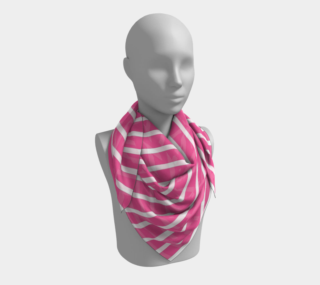Striped Square Scarf - White on Pink - SummerTies