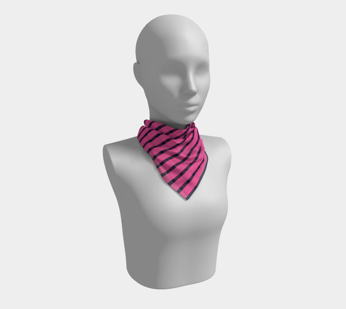 Striped Square Scarf - Navy on Pink - SummerTies