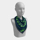Elephant Square Scarf - Green on Navy