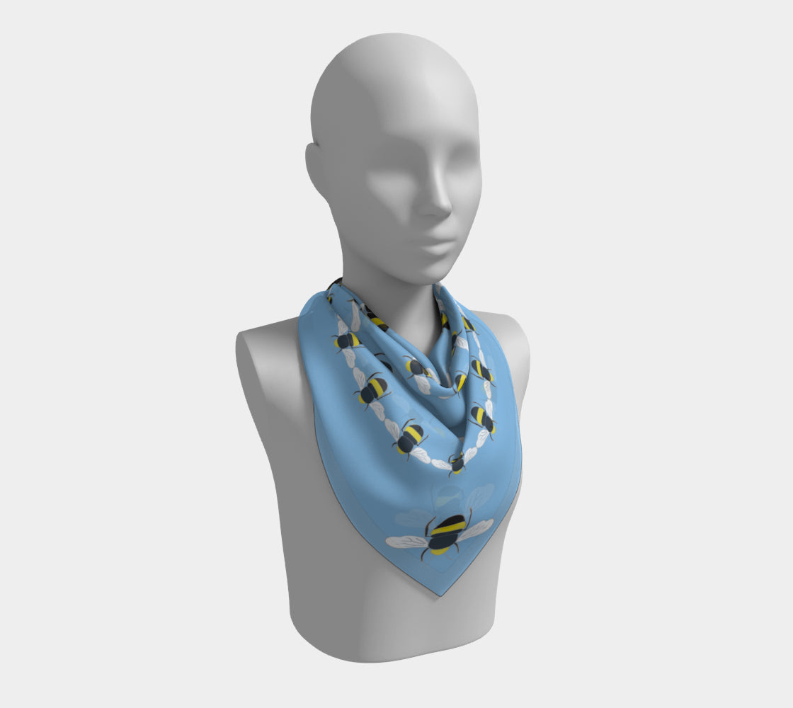 Bee Square Scarf - on Sky Blue