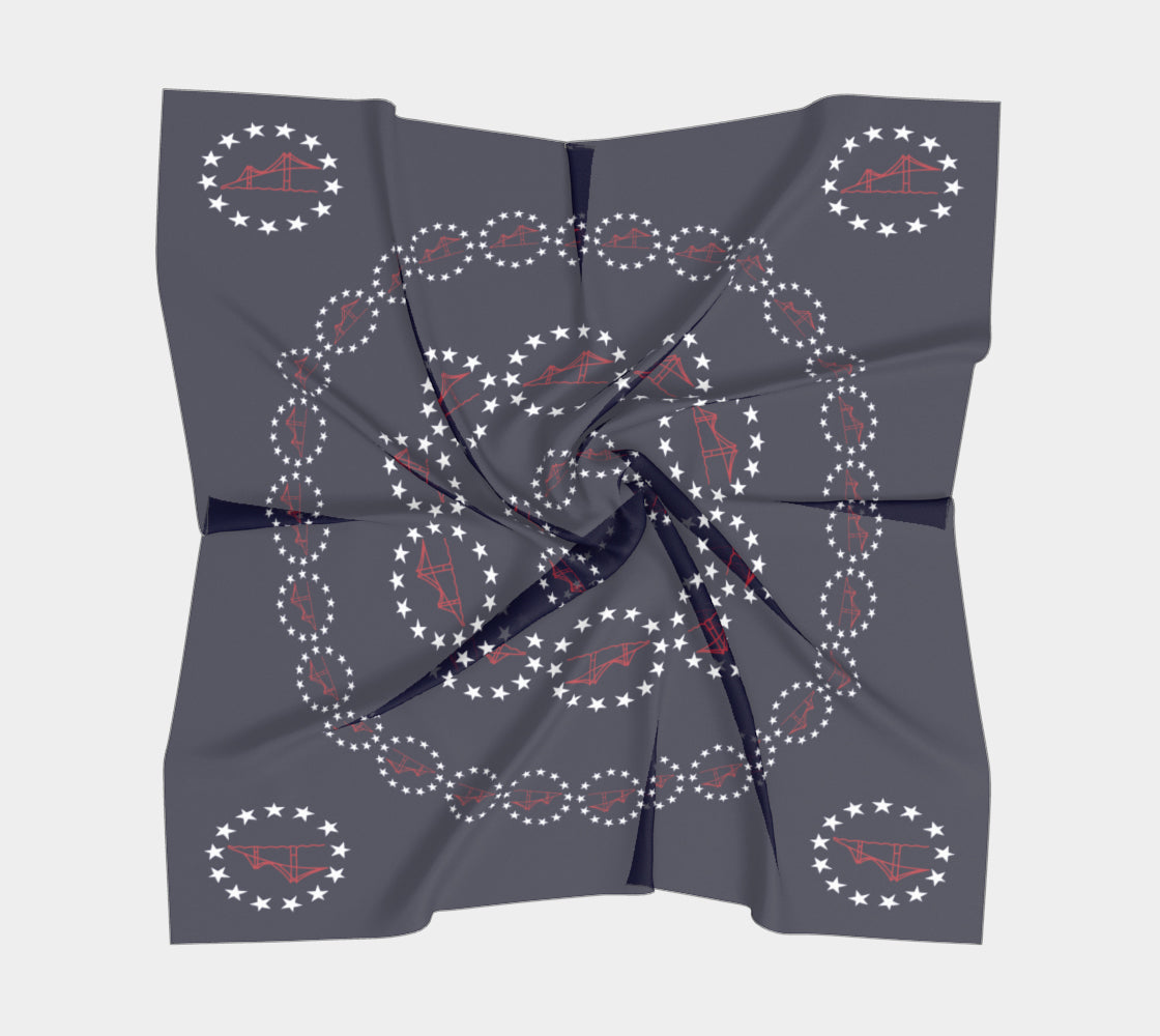 Newport Bridge 4th of July Square Scarf - Navy, Pinwheel