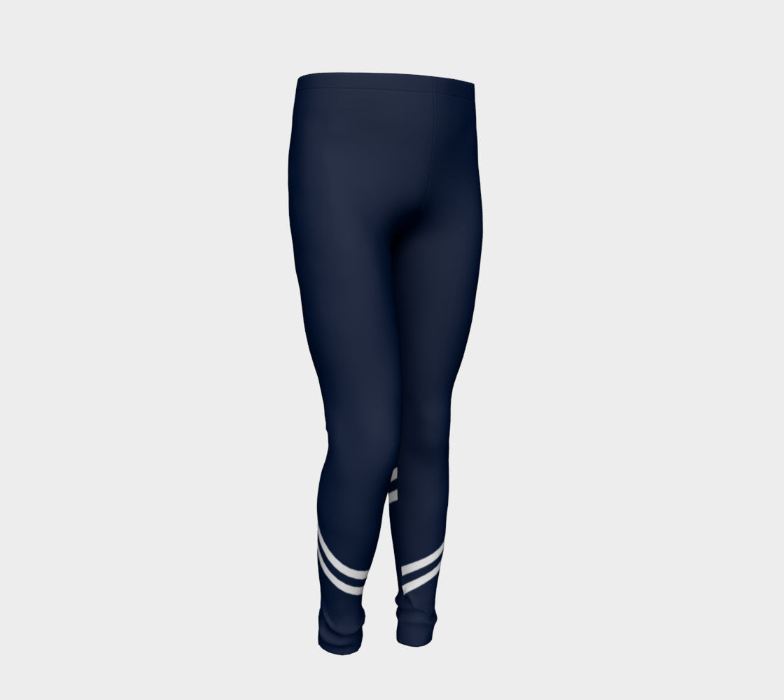 Stripe Youth Leggings - White on Navy - SummerTies