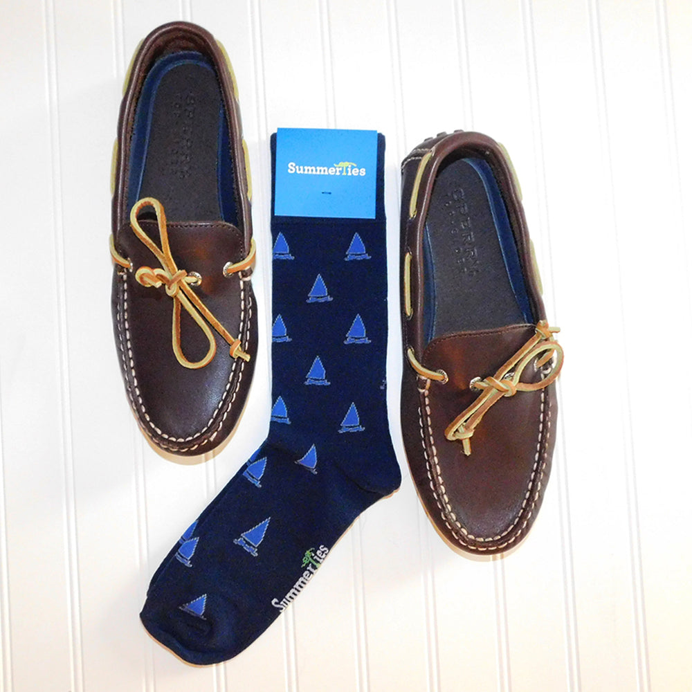 Sailboat Socks - Men's Mid Calf - SummerTies