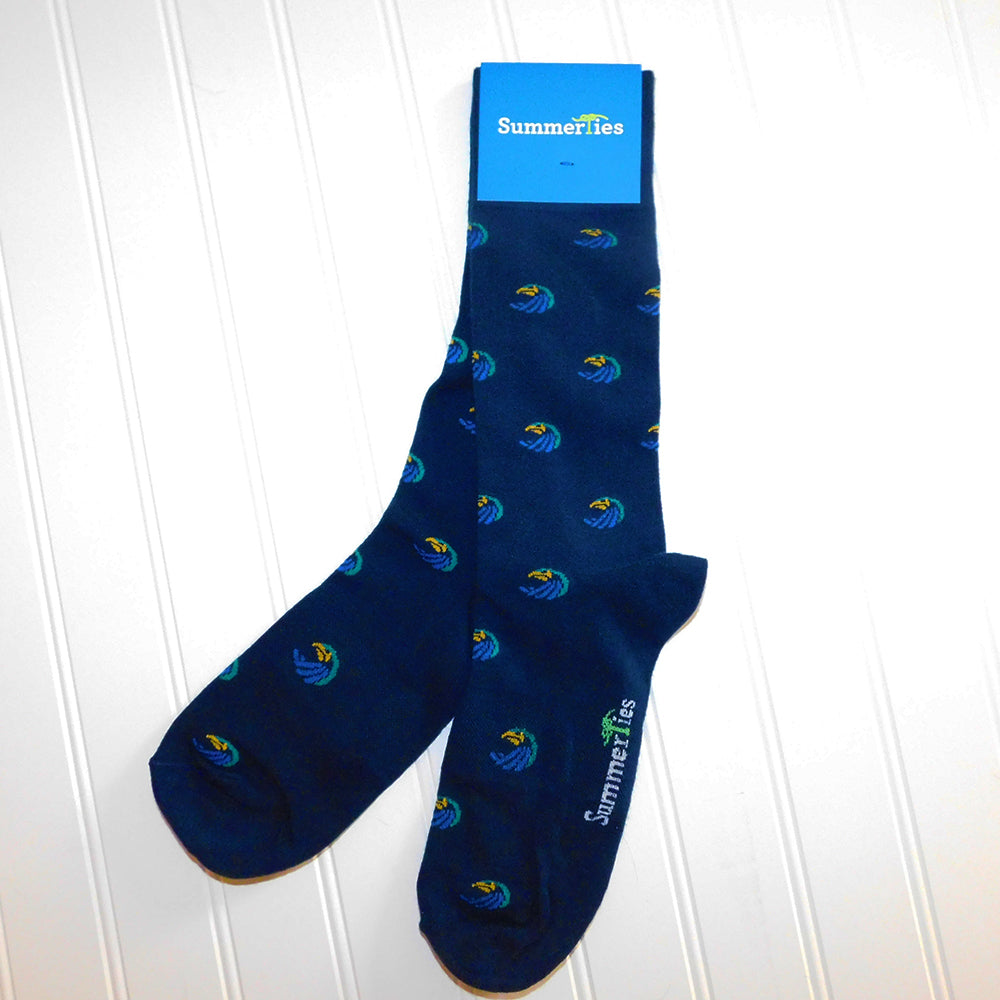 Salve Regina University Socks - Seahawk Logo - Men's Mid Calf - SummerTies