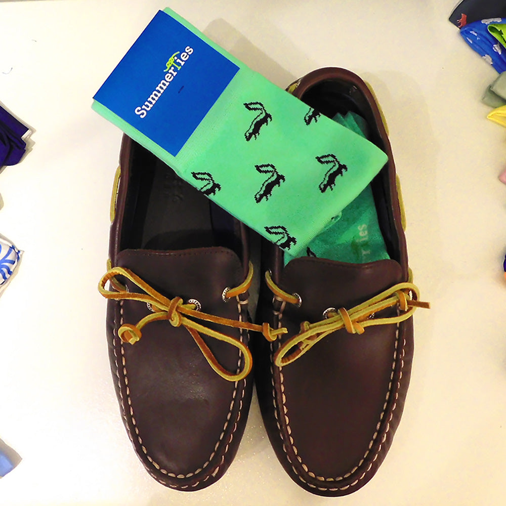 Skunk Socks - Black on Green - Men's Mid Calf - SummerTies