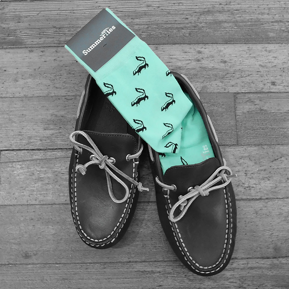 Skunk Socks - Black on Green - Men's Mid Calf - SummerTies