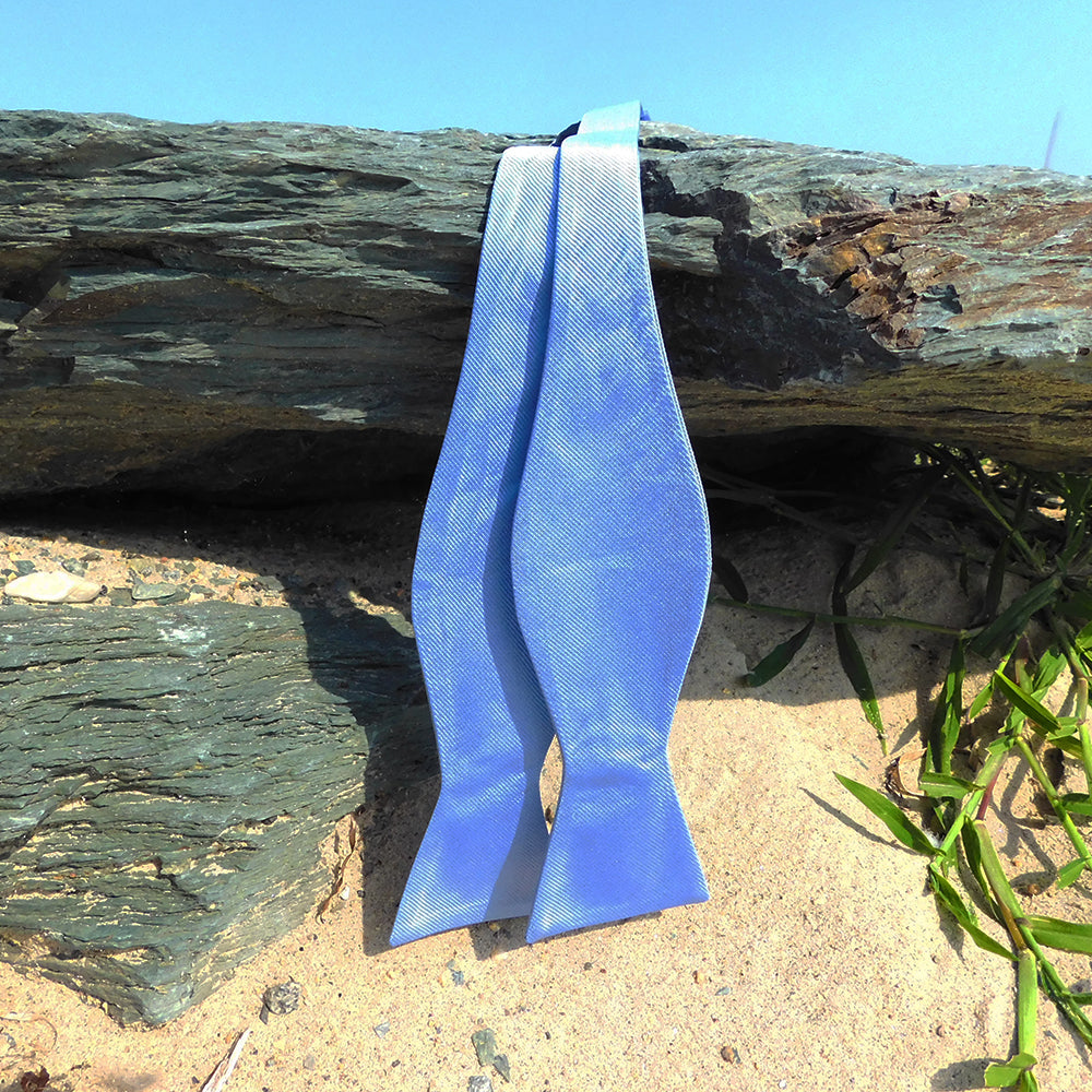 Solid Color Bow Tie - Light Blue, Woven Silk, Adult - SummerTies