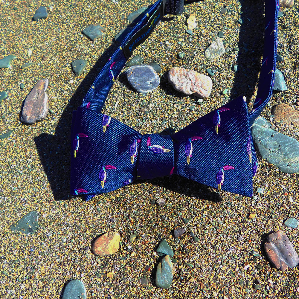 Toucan Bow Tie - Navy, Woven Silk - SummerTies