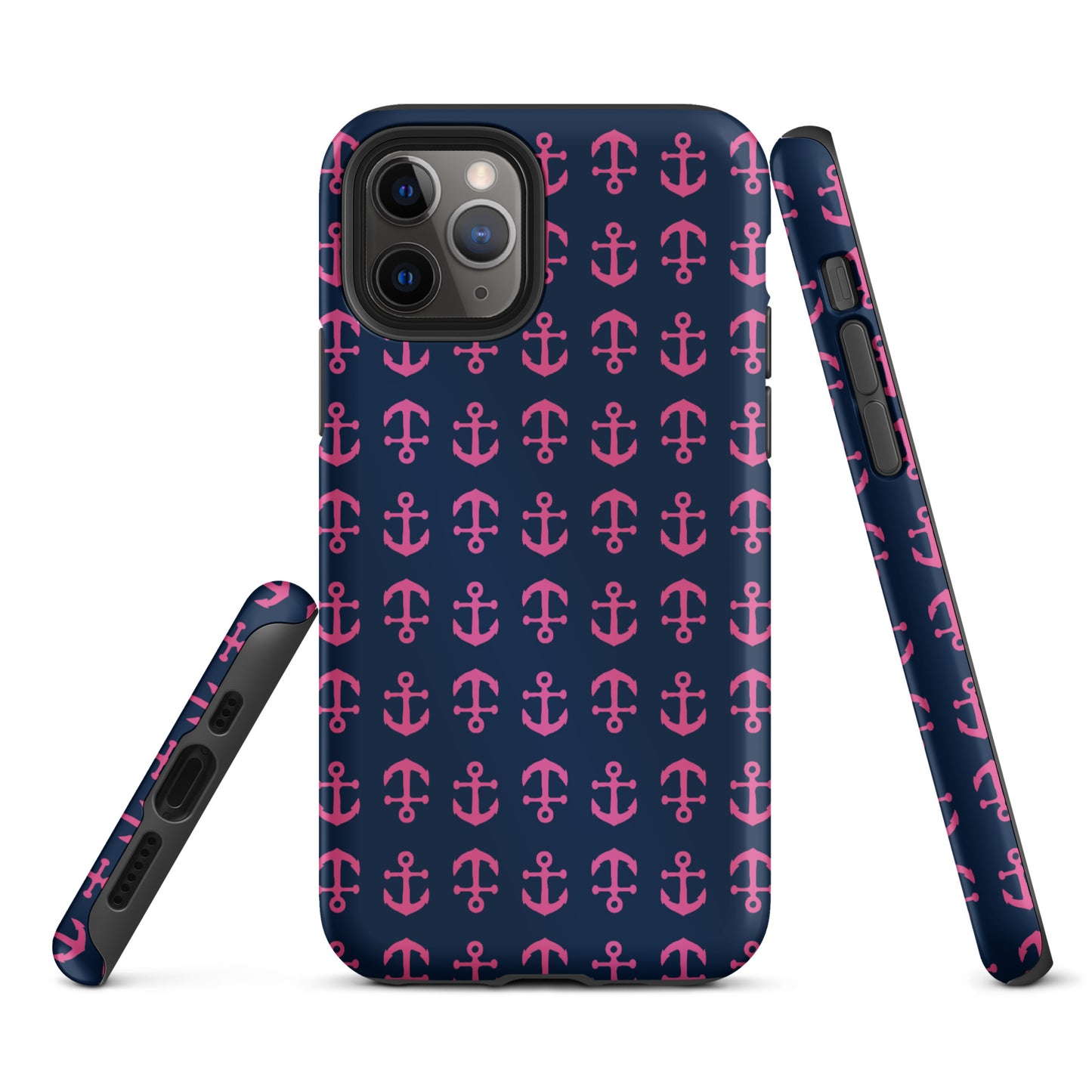 Anchor Toss iPhone Case - Pink on Navy