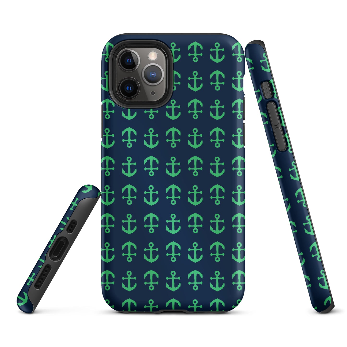 Anchor Toss iPhone Case - Green on Navy