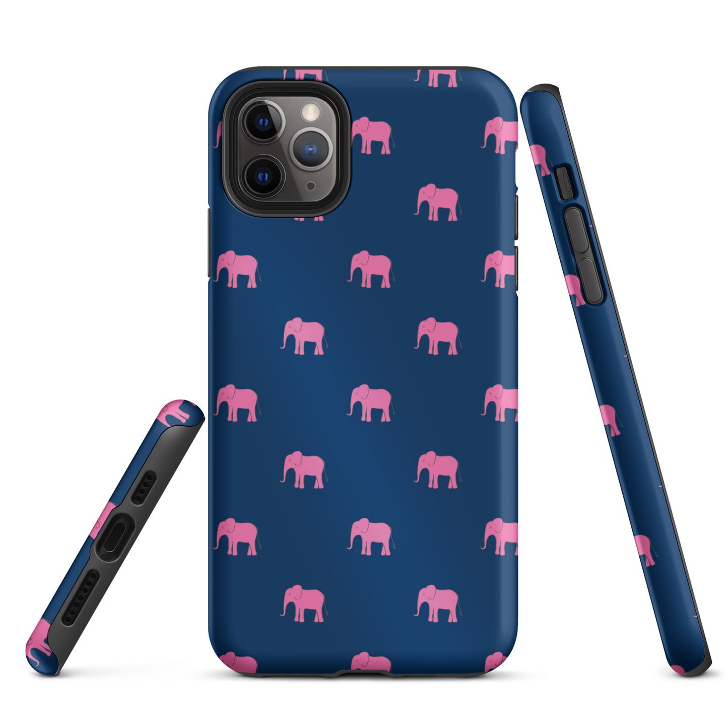 Elephant iPhone Case - Pink on Navy