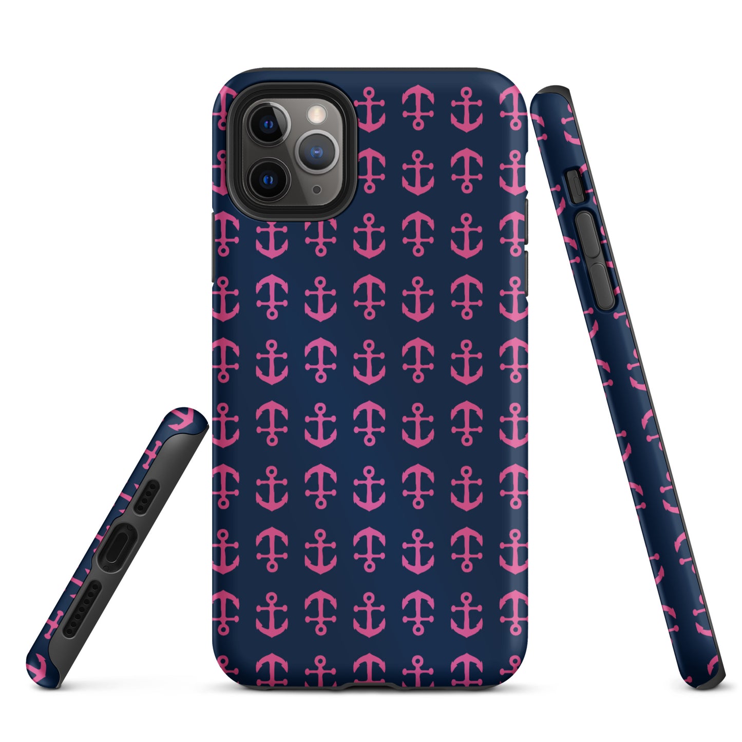 Anchor Toss iPhone Case - Pink on Navy