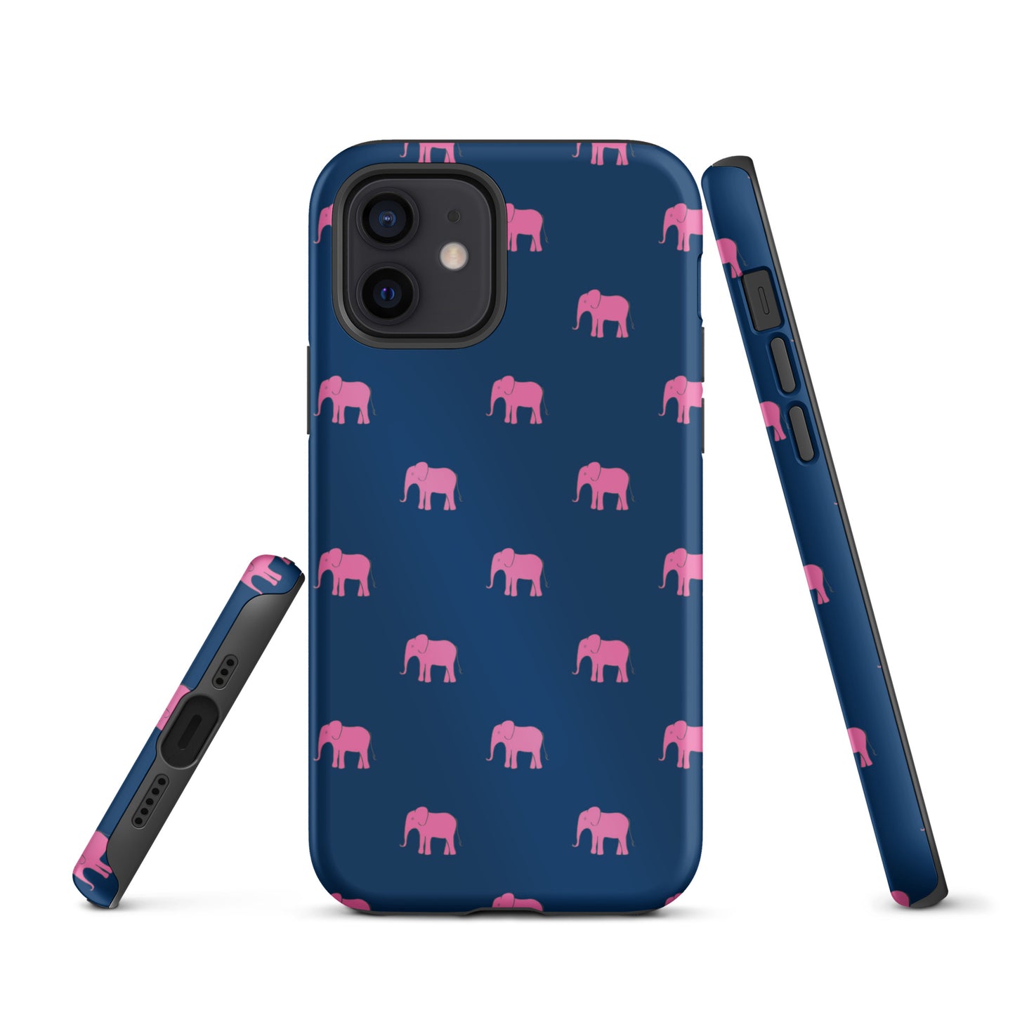 Elephant iPhone Case - Pink on Navy