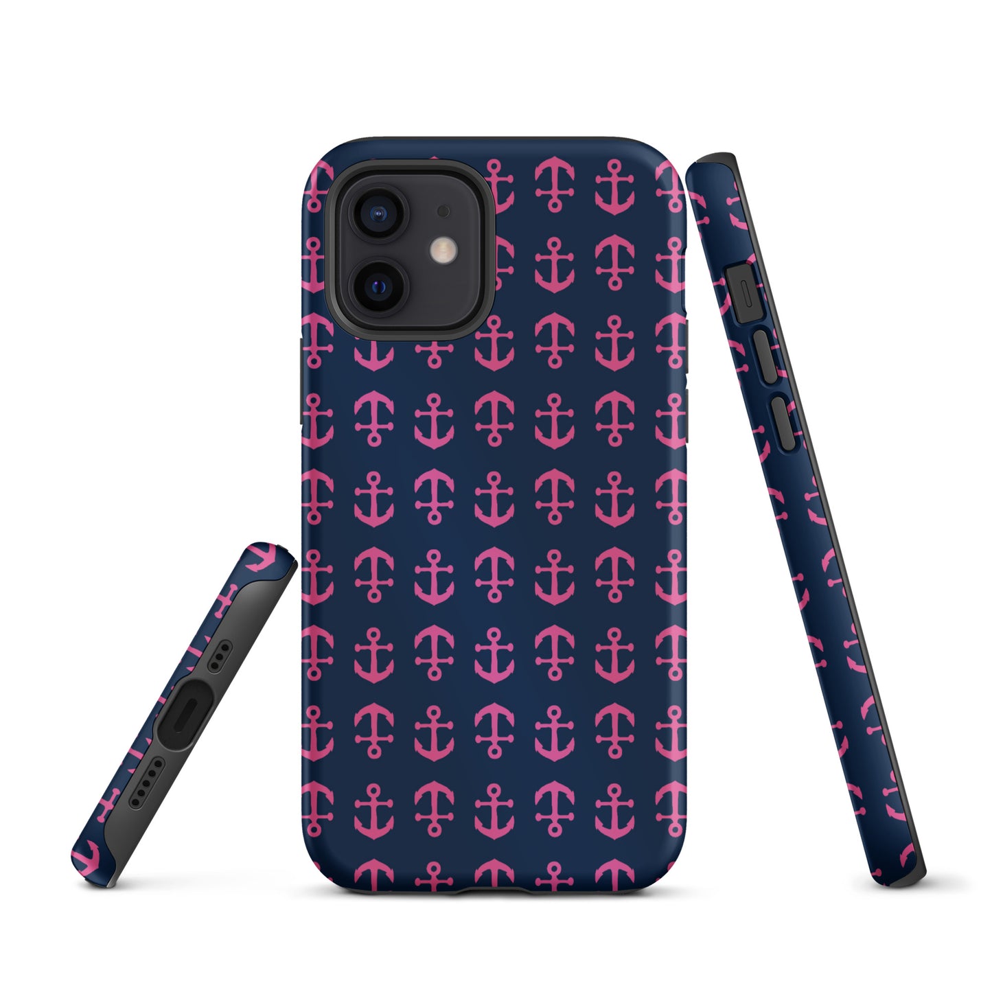 Anchor Toss iPhone Case - Pink on Navy