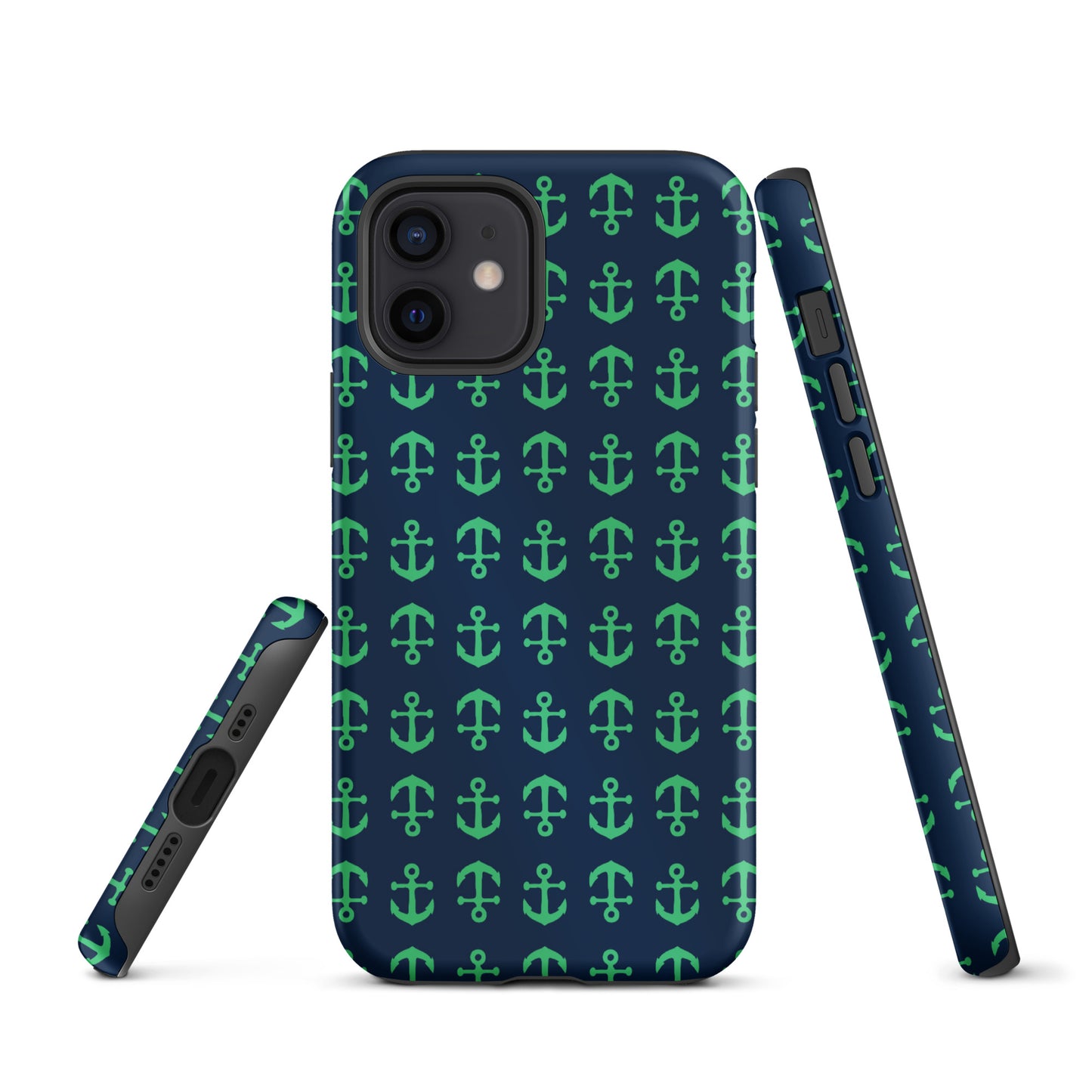 Anchor Toss iPhone Case - Green on Navy