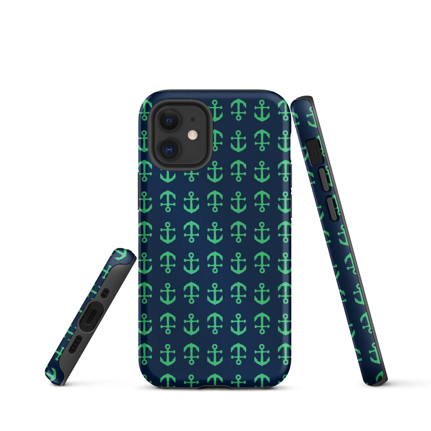 Anchor Toss iPhone Case - Green on Navy