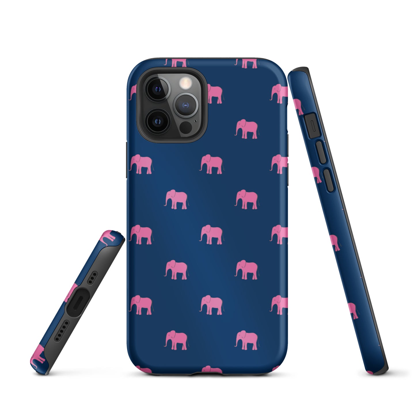 Elephant iPhone Case - Pink on Navy
