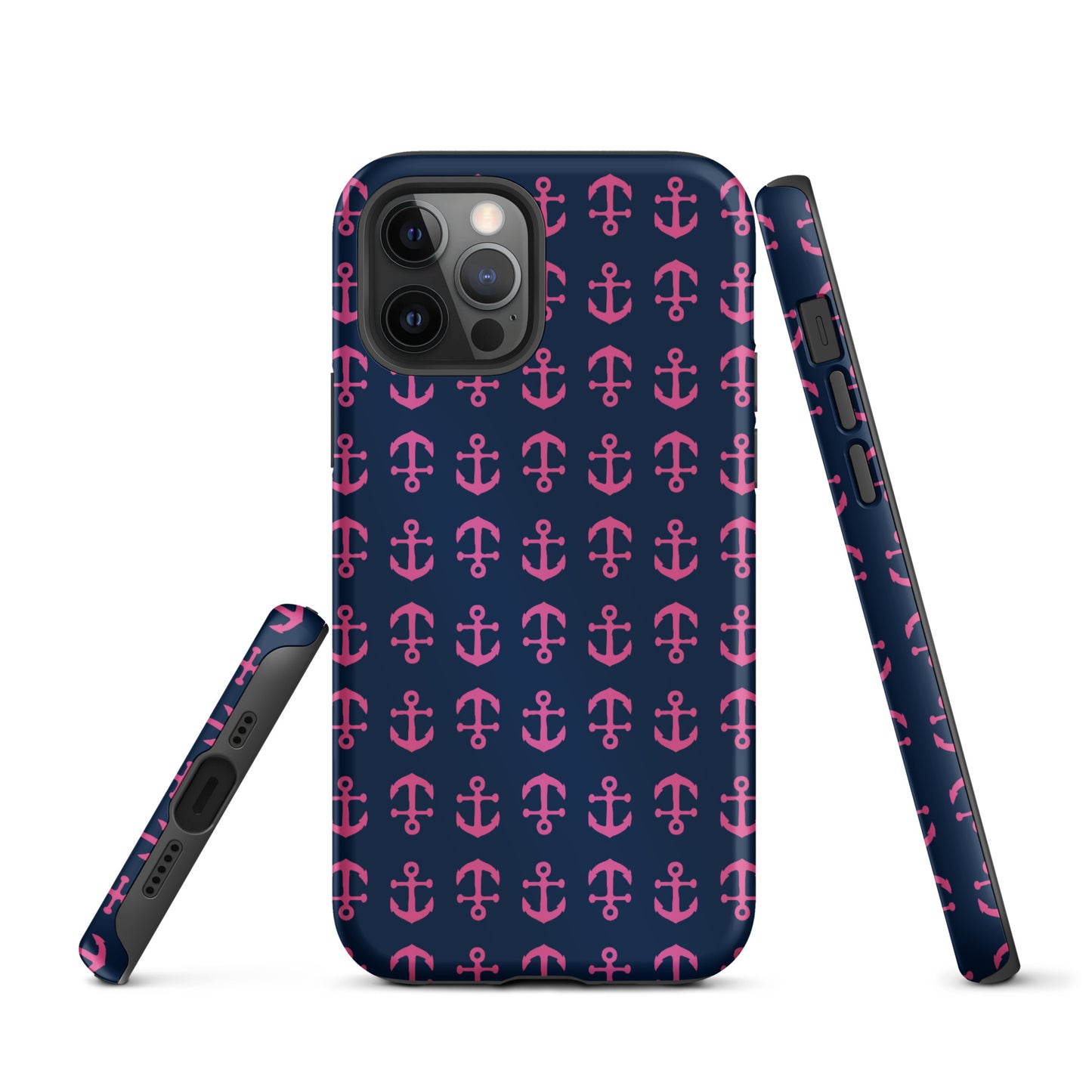 Anchor Toss iPhone Case - Pink on Navy