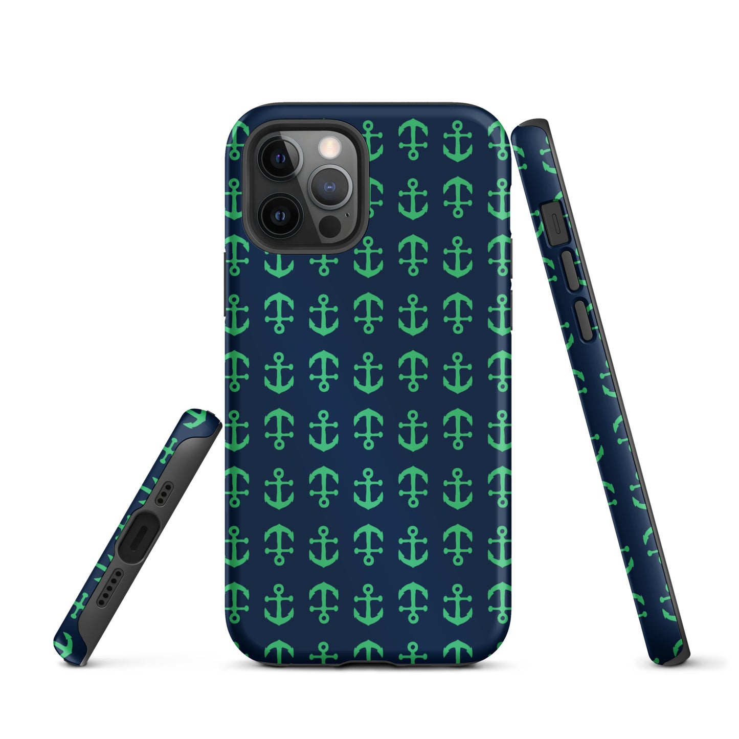 Anchor Toss iPhone Case - Green on Navy