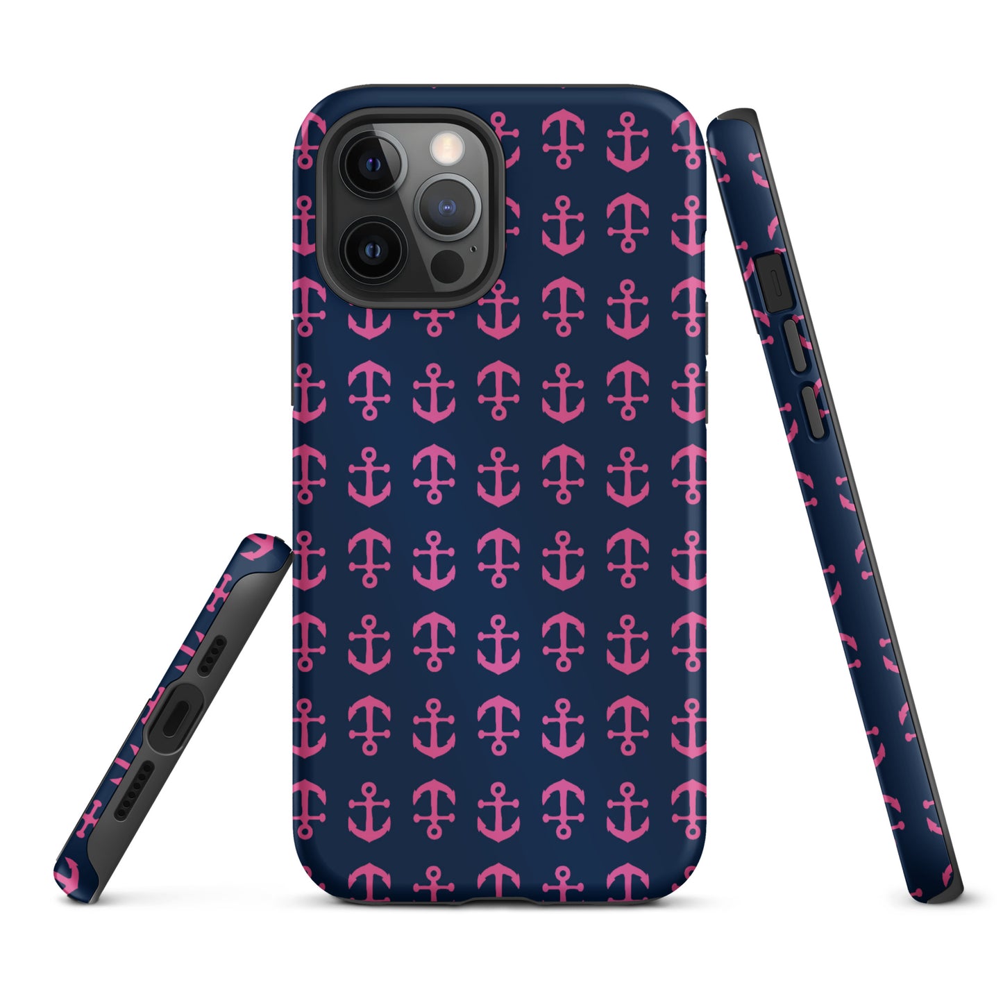 Anchor Toss iPhone Case - Pink on Navy