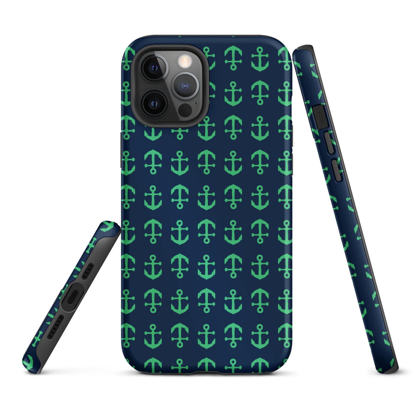 Anchor Toss iPhone Case - Green on Navy