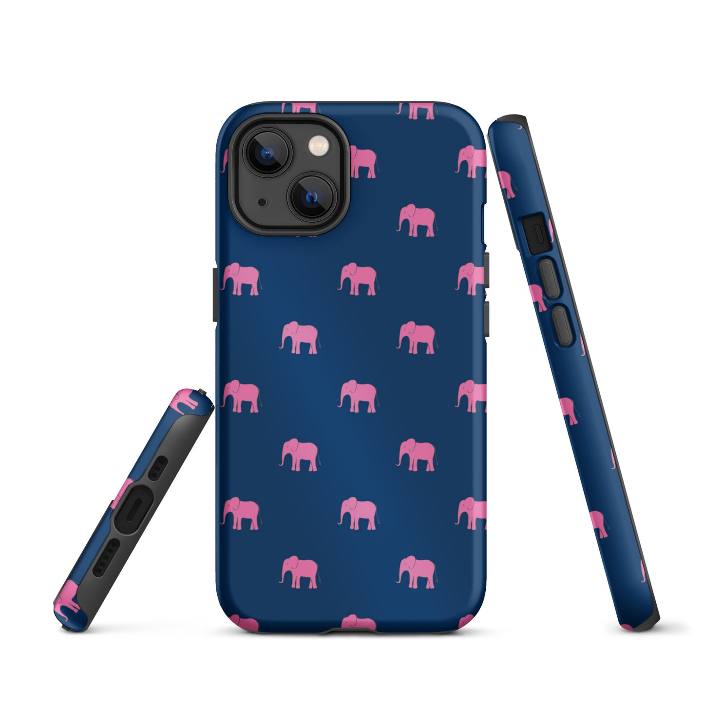 Elephant iPhone Case - Pink on Navy