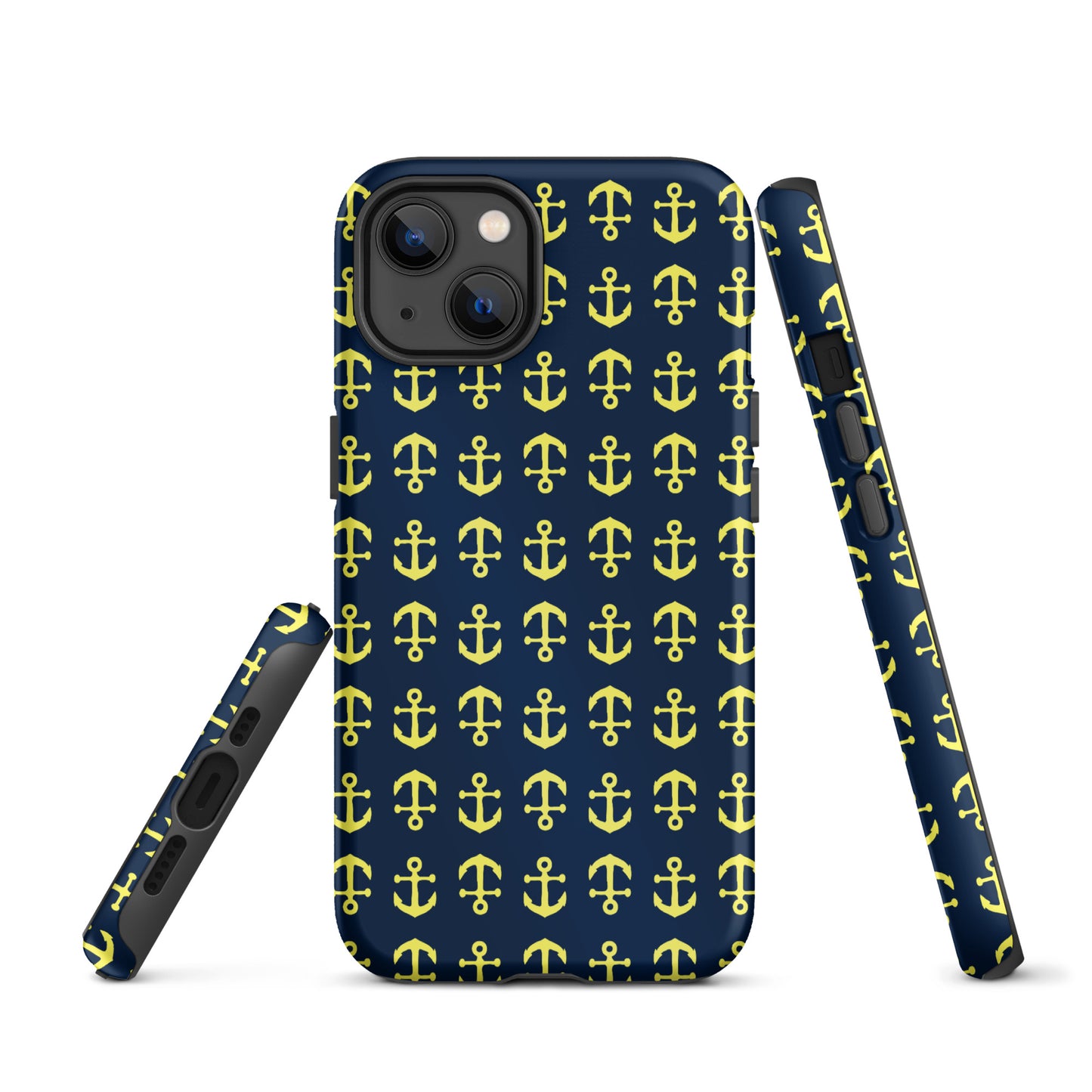 Anchor Toss iPhone Case - Yellow on Navy