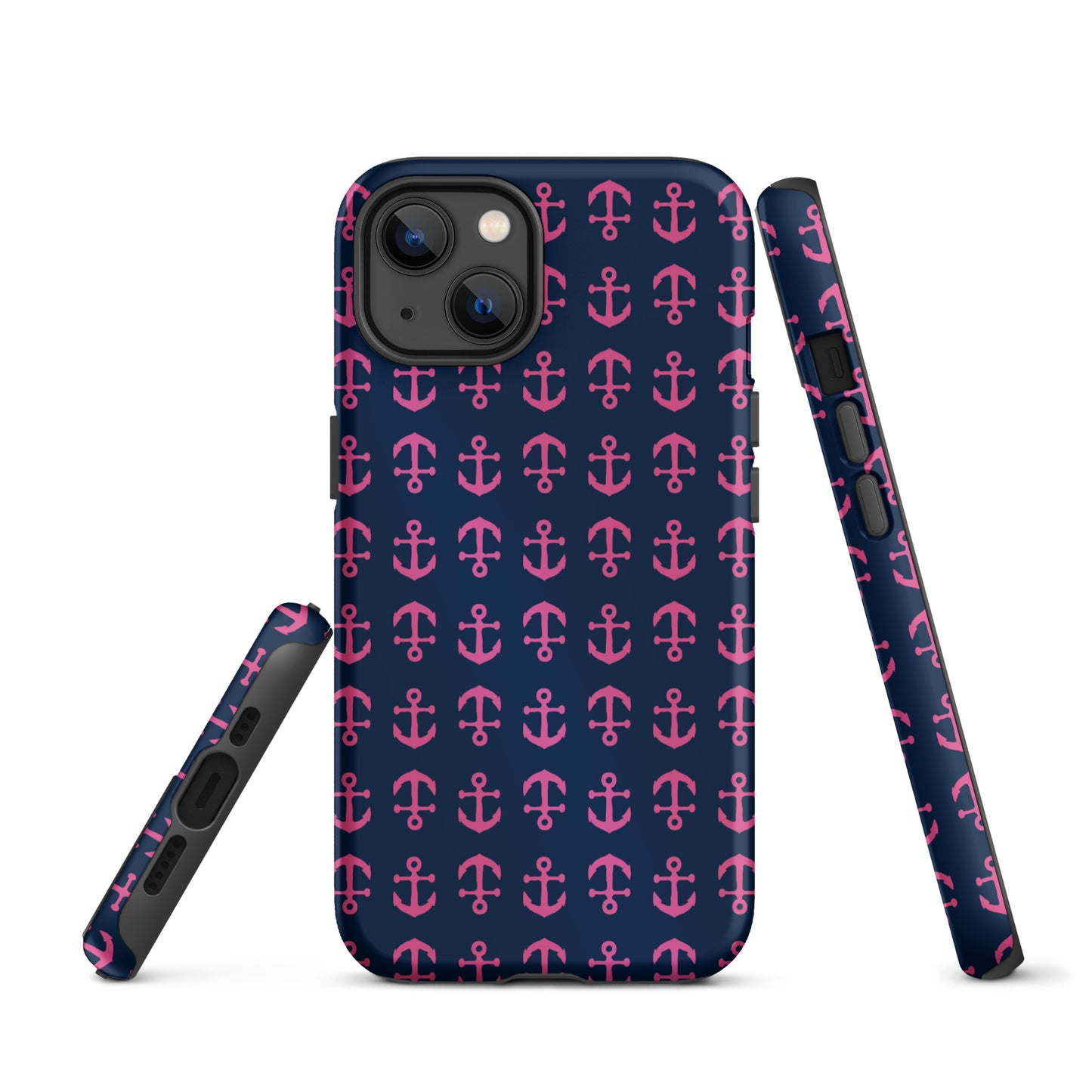 Anchor Toss iPhone Case - Pink on Navy