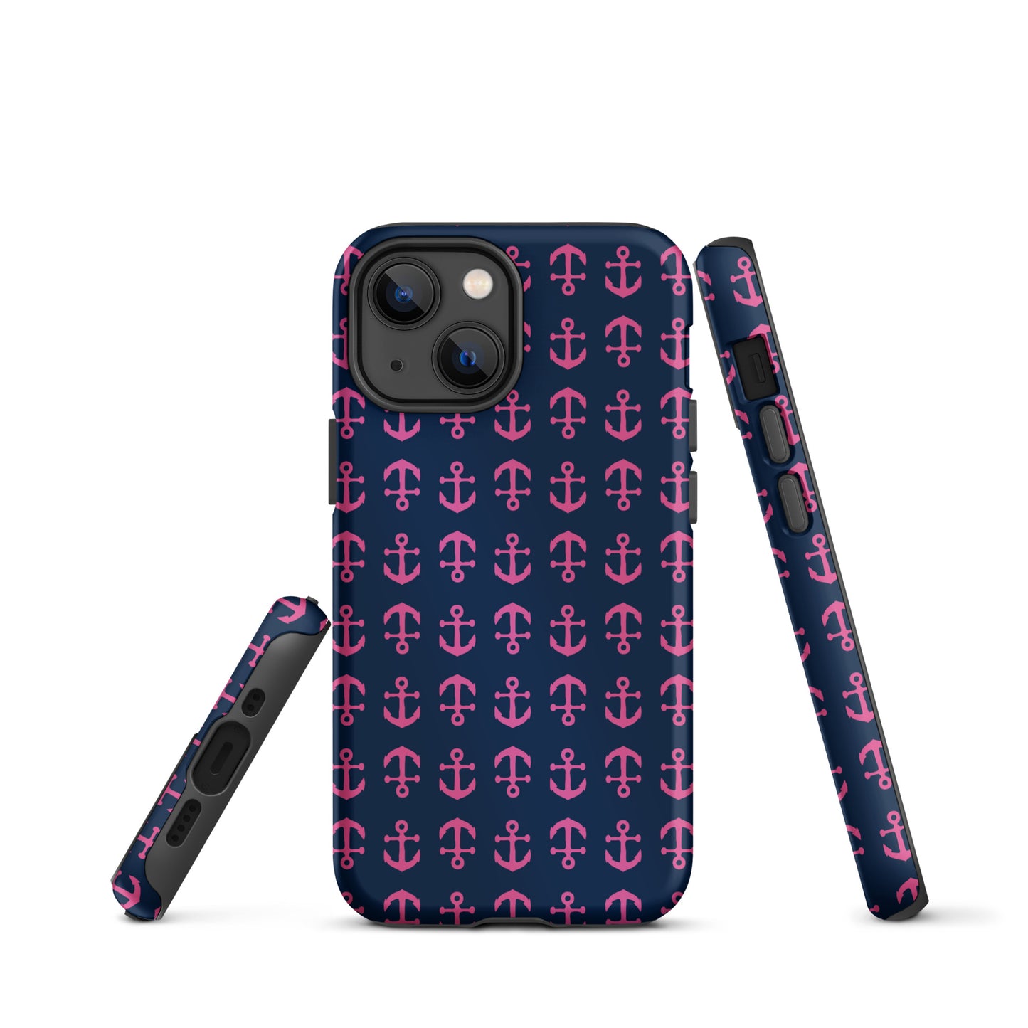 Anchor Toss iPhone Case - Pink on Navy