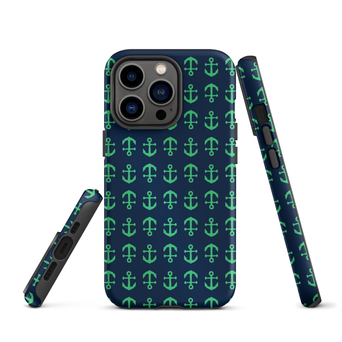 Anchor Toss iPhone Case - Green on Navy